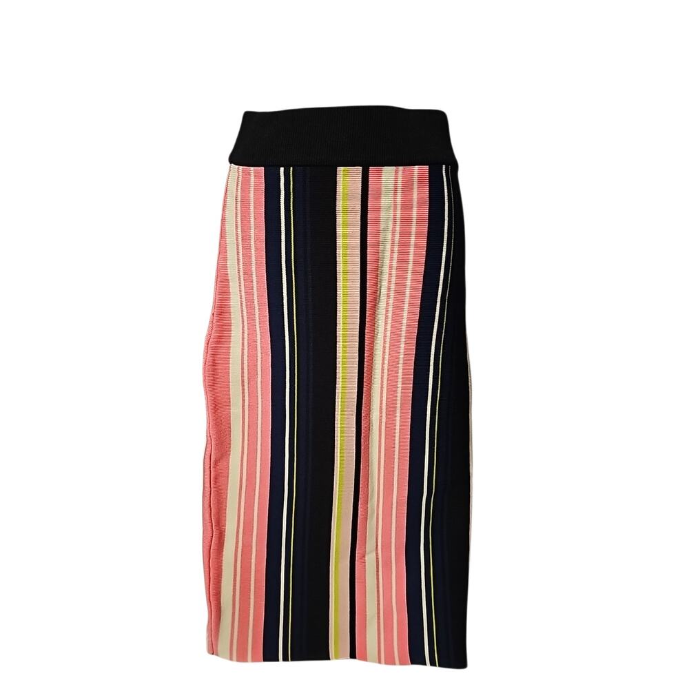 NWT Rachel Roy Striped Knit Midi Skirt Multicolored Ribbed Size S